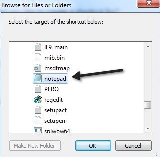 notepad shortcut
