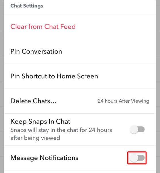 Cách tắt thông báo tin nhắn cho một người cụ thể trên hình ảnh Snapchat