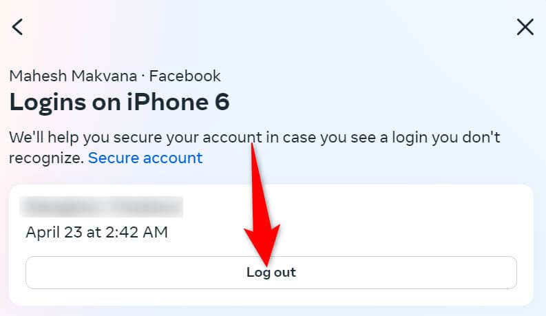 Sử dụng trang web dành cho máy tính để bàn của Facebook để đăng xuất khỏi tài khoản trên điện thoại của bạn