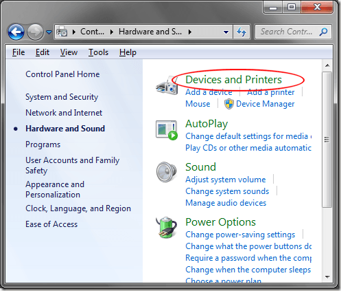 Windows 7 Devices and Printers