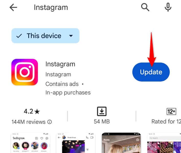 Cài đặt các bản cập nhật Instagram đang chờ xử lý trên hình ảnh Điện thoại iPhone hoặc Android của bạn